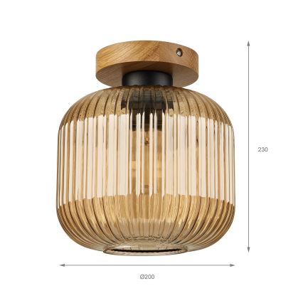 Kattovalaisin MILOU WOOD 1xE27/15W/230V tammi/savunbeige halkaisija 20 cm