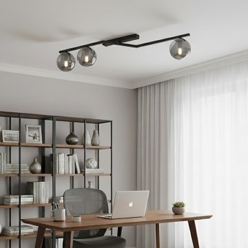 Kattovalaisin NATON 3xE14/10W/230V musta/savunvärinen