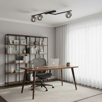 Kattovalaisin NATON 3xE14/10W/230V musta/savunvärinen