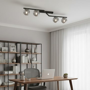 Kattovalaisin NATON 4xE14/10W/230V musta/savunharmaa