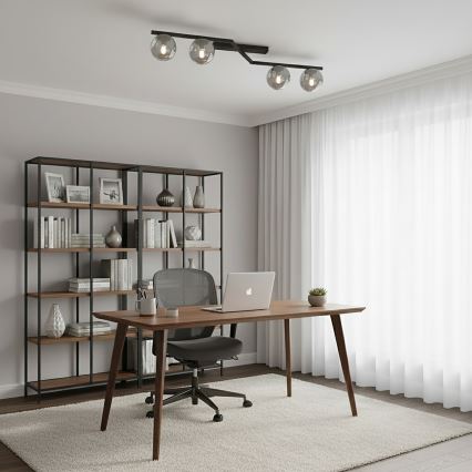 Kattovalaisin NATON 4xE14/10W/230V musta/savunharmaa