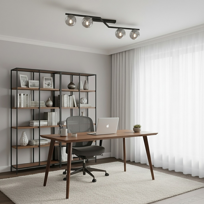 Kattovalaisin NATON 4xE14/10W/230V musta/savunharmaa