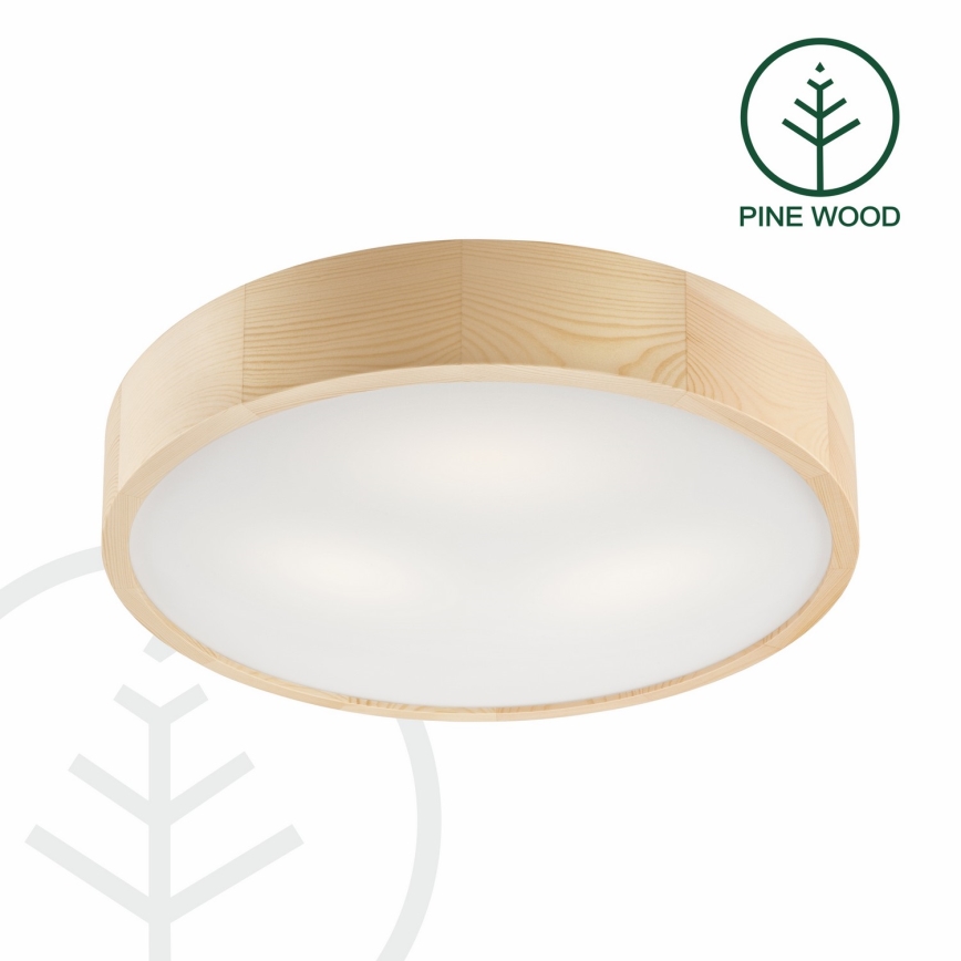 Kattovalaisin NATURAL 3xE27/60W/230V, halkaisija 47,5 cm, mänty