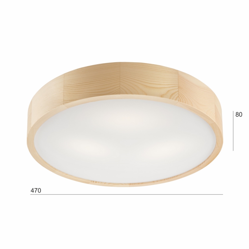 Kattovalaisin NATURAL 3xE27/60W/230V, halkaisija 47,5 cm, mänty
