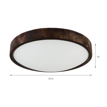 Kattovalaisin OAK SMOKY SLIM 2xE27/15W/230V Ø 37 cm tammi/tummanruskea
