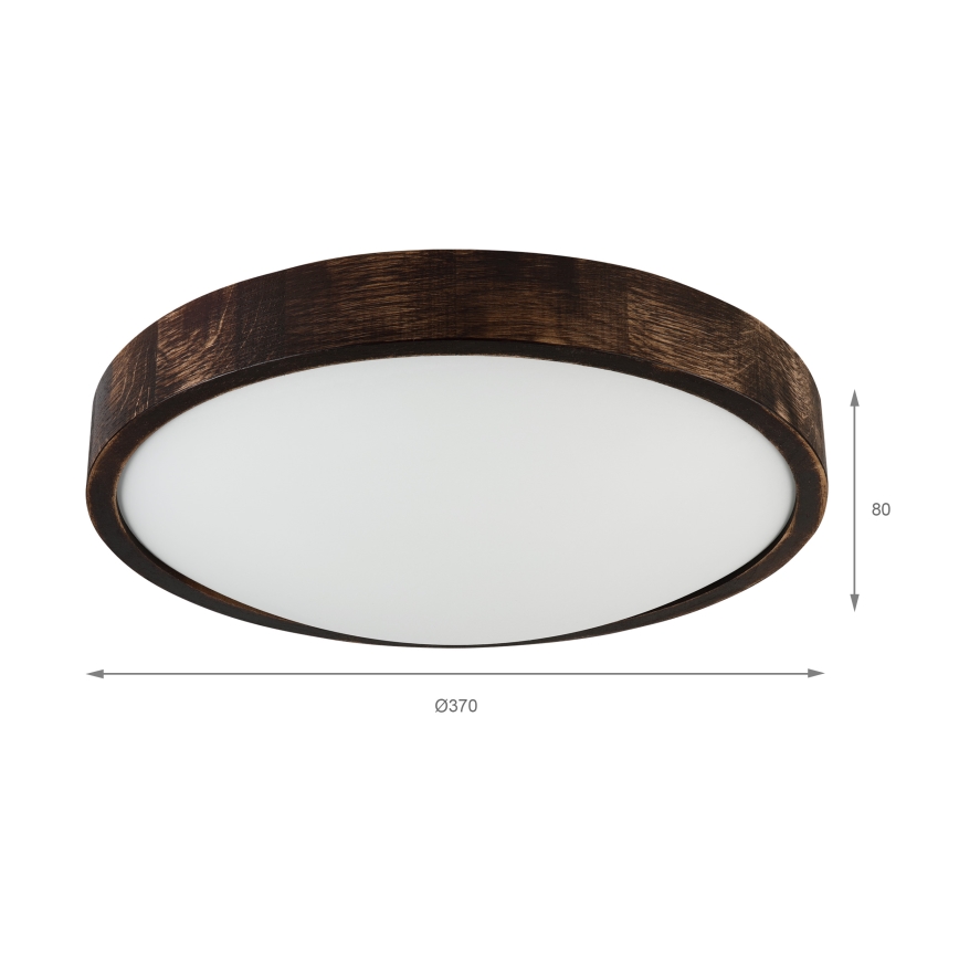 Kattovalaisin OAK SMOKY SLIM 2xE27/15W/230V Ø 37 cm tammi/tummanruskea
