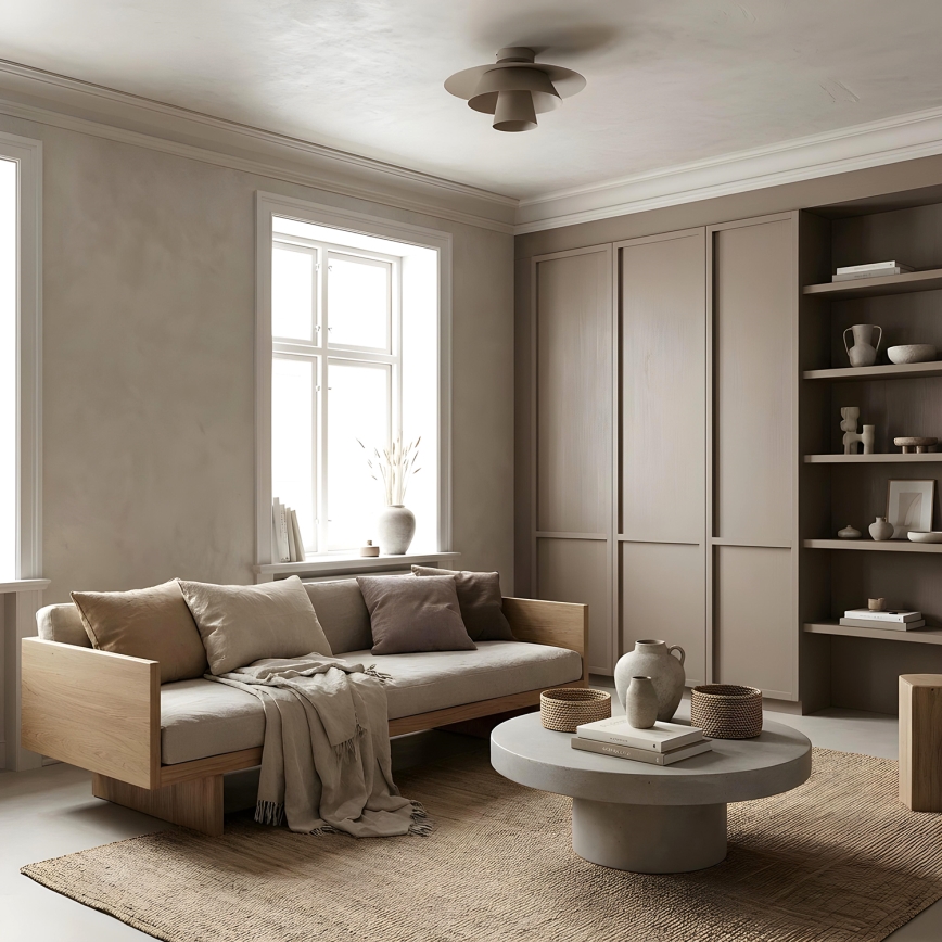 Kattovalaisin PLATO 1xE27/15W/230V, halkaisija 32 cm, beige