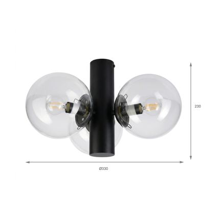 Kattovalaisin SFERIO 3xE14/5W/230V musta/läpinäkyvä