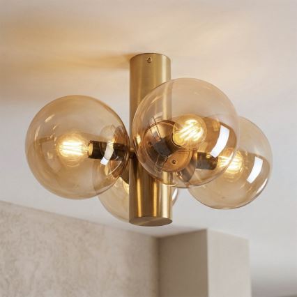 Kattovalaisin SFERIO 4xE14/5W/230V messinki/savuinen beige