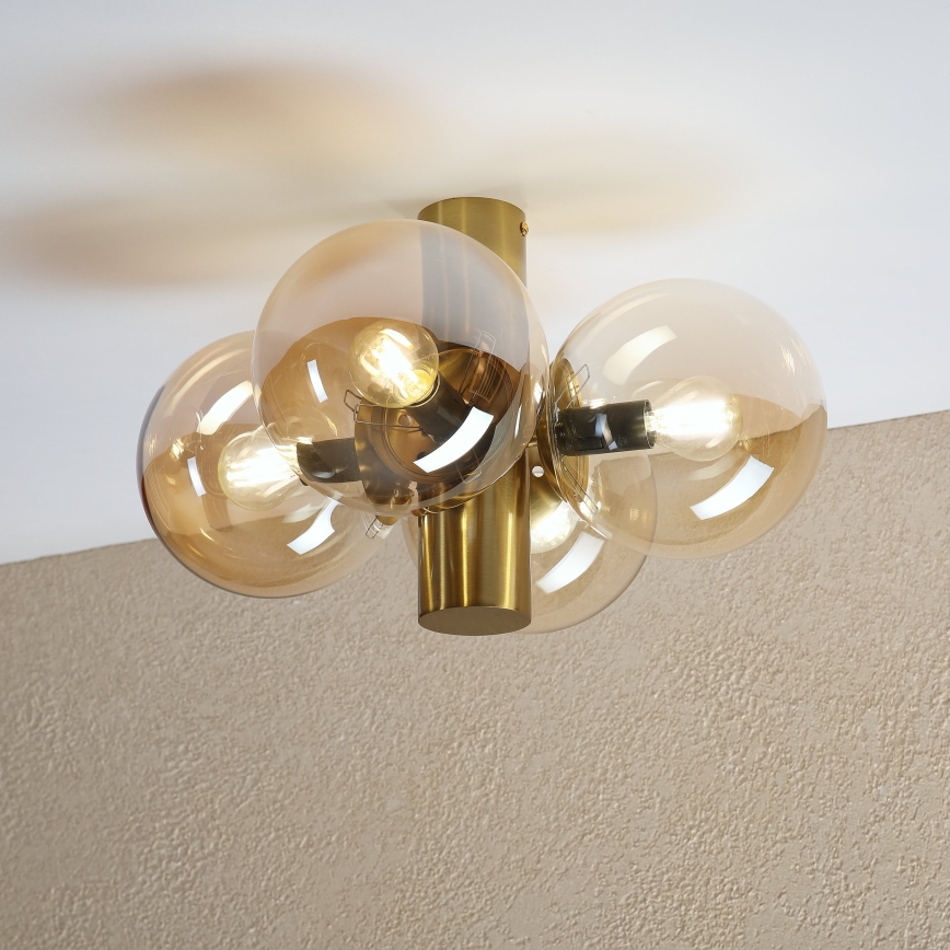 Kattovalaisin SFERIO 4xE14/5W/230V messinki/savuinen beige