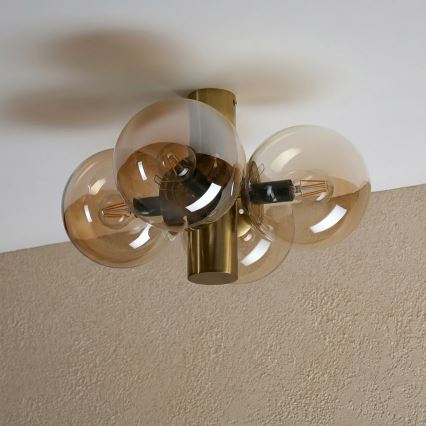 Kattovalaisin SFERIO 4xE14/5W/230V messinki/savuinen beige