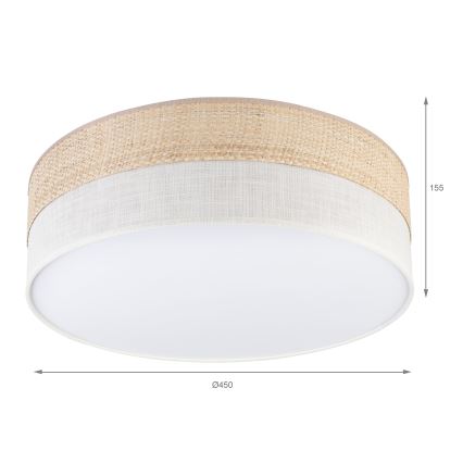 Kattovalaisin SIRJA BOHO 2xE27/15W/230V halkaisija 45 cm beige/kerma