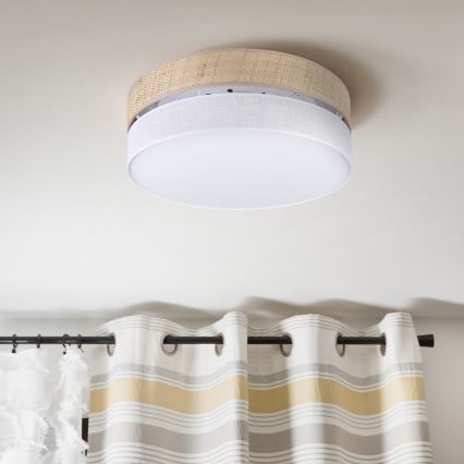 Kattovalaisin SIRJA BOHO 2xE27/15W/230V, halkaisija 45 cm, beige/valkoinen