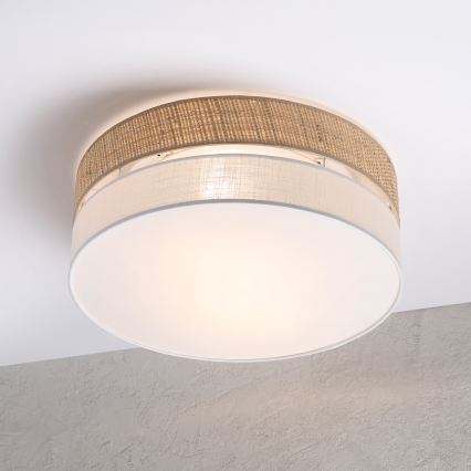 Kattovalaisin SIRJA BOHO 2xE27/15W/230V, halkaisija 45 cm, beige/valkoinen