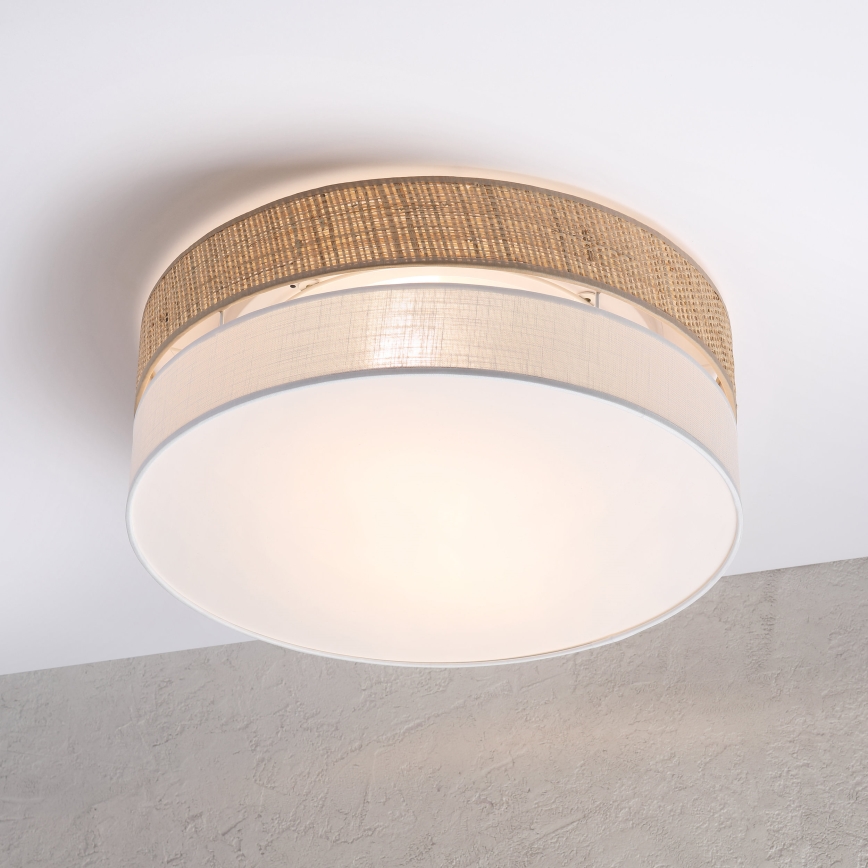 Kattovalaisin SIRJA BOHO 2xE27/15W/230V, halkaisija 45 cm, beige/valkoinen
