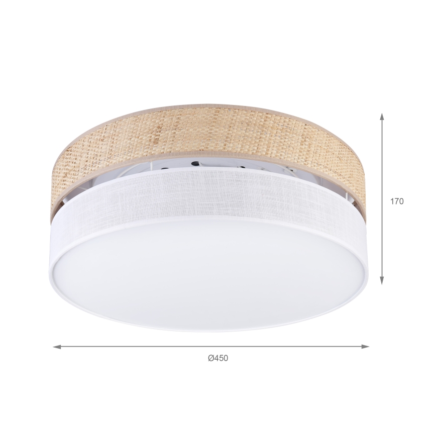 Kattovalaisin SIRJA BOHO 2xE27/15W/230V, halkaisija 45 cm, beige/valkoinen
