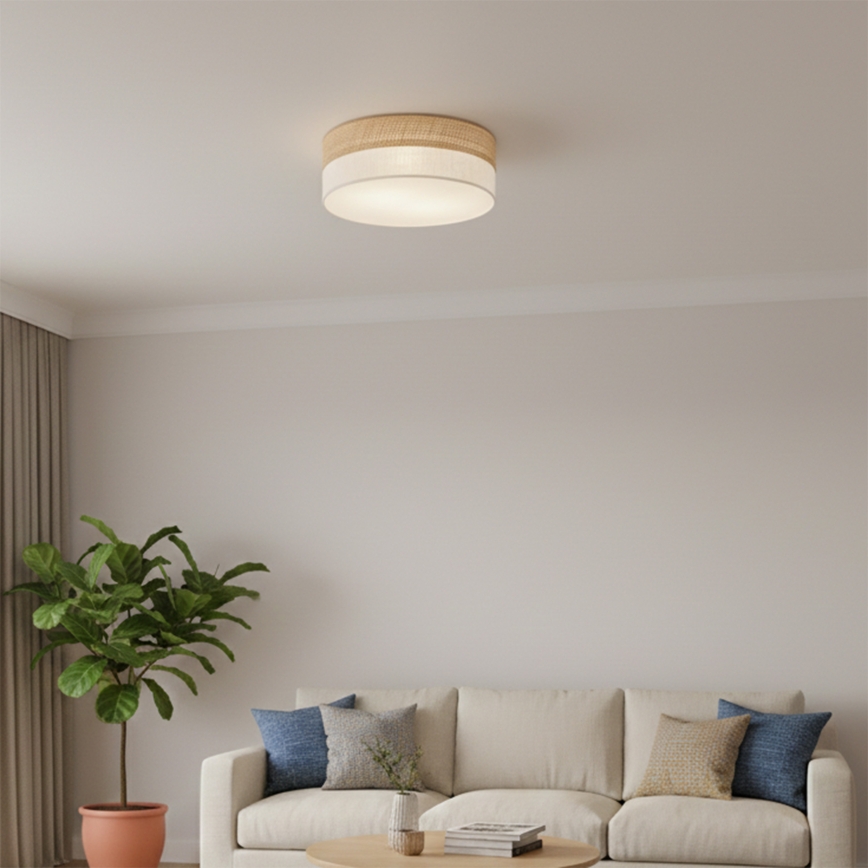 Kattovalaisin SIRJA DOUBLE BOHO 2x E14/15W/230V, halkaisija 35 cm, beige/kerma