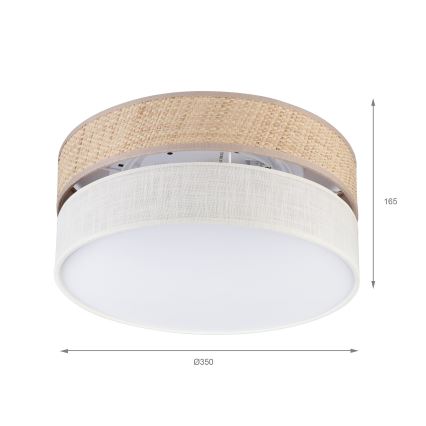 Kattovalaisin SIRJA DOUBLE BOHO 2xE14/15W/230V halkaisija 35 cm beige/kerma