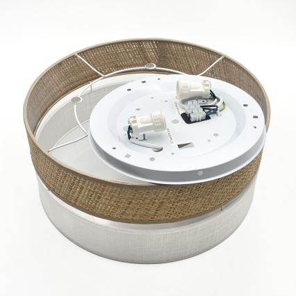 Kattovalaisin SIRJA DOUBLE BOHO 2xE14/15W/230V, halkaisija 35 cm, beige/valkoinen