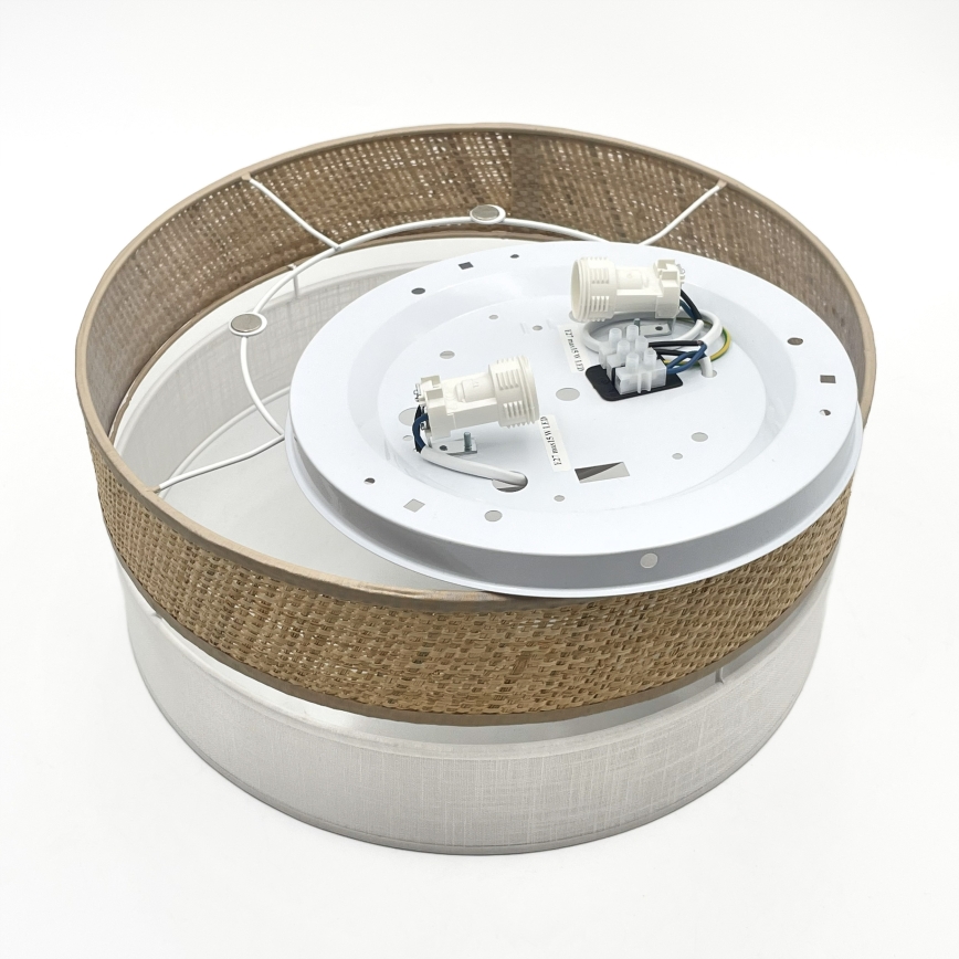 Kattovalaisin SIRJA DOUBLE BOHO 2xE14/15W/230V, halkaisija 35 cm, beige/valkoinen