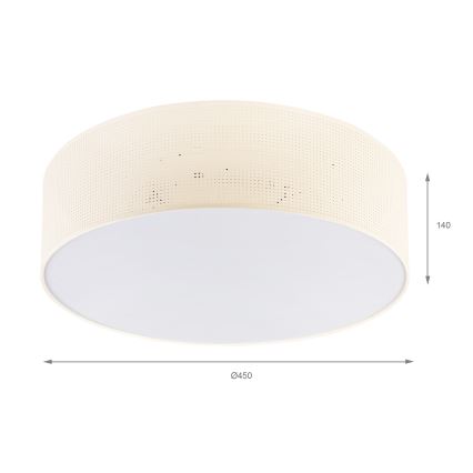 Kattovalaisin SIRJA PLISADO 4xE27/15W/230V, halkaisija 45 cm, kermanvärinen