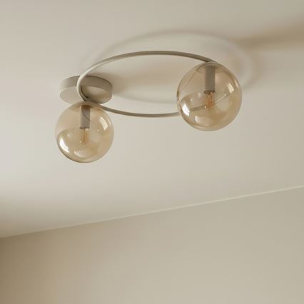 Kattovalaisin SOPRA 2xE14/10W/230V beige/savunbeige