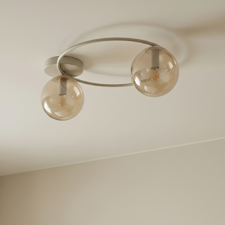 Kattovalaisin SOPRA 2xE14/10W/230V beige/savunbeige