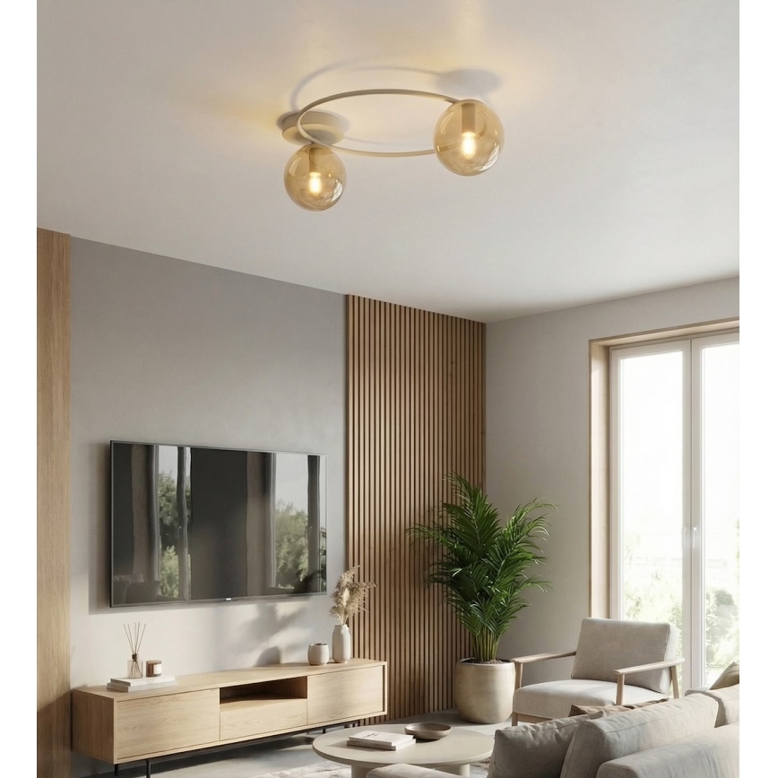 Kattovalaisin SOPRA 2xE14/10W/230V beige/savunbeige