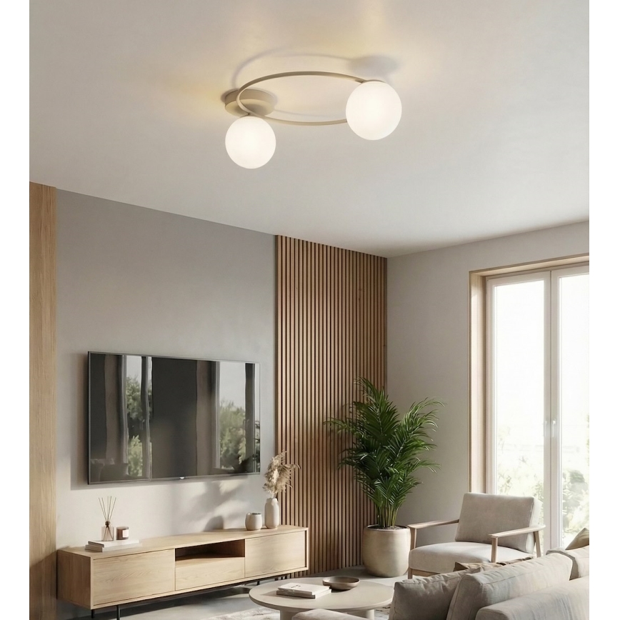 Kattovalaisin SOPRA 2xE14/10W/230V beige/valkoinen