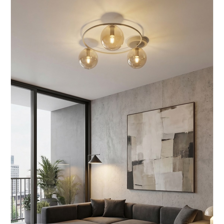 Kattovalaisin SOPRA 3xE14/10W/230V beige/savunbeige beige
