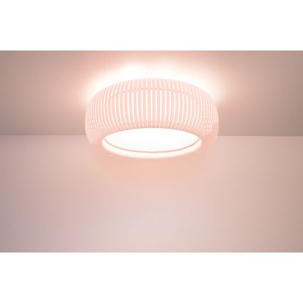 Kattovalaisin STRIPES 2xE27/40W/230V, halkaisija 55 cm, valkoinen/vaaleanpunainen