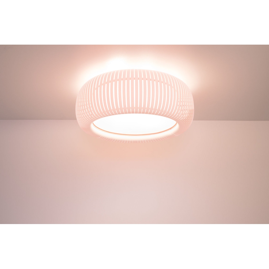 Kattovalaisin STRIPES 2xE27/40W/230V, halkaisija 55 cm, valkoinen/vaaleanpunainen