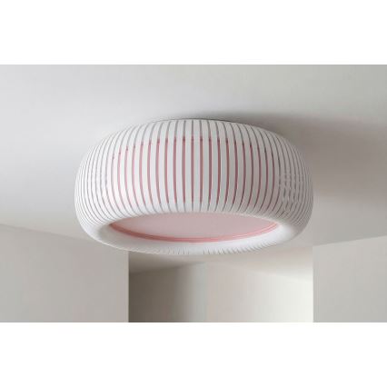 Kattovalaisin STRIPES 2xE27/40W/230V, halkaisija 55 cm, valkoinen/vaaleanpunainen