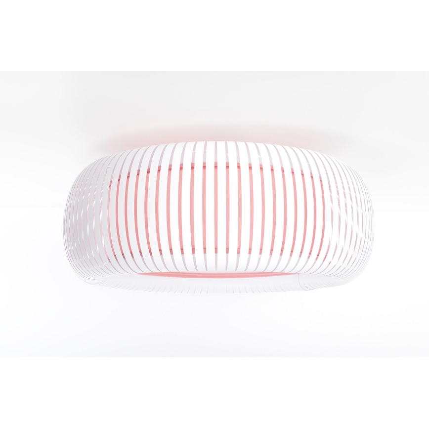 Kattovalaisin STRIPES 2xE27/40W/230V, halkaisija 55 cm, valkoinen/vaaleanpunainen
