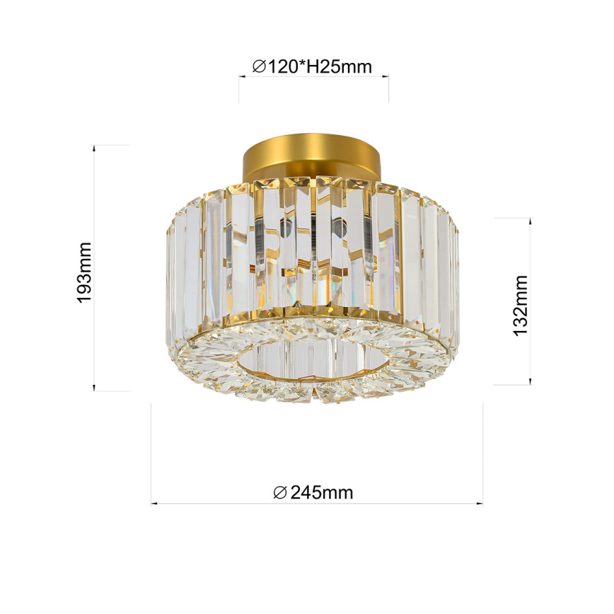 Kattovalaisin VETRO 1xE27/15W/230V, halkaisija 24,5 cm, kultainen