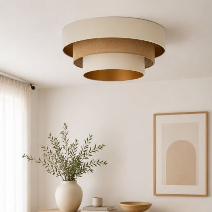 Kattovalaisin WENTA 1xE27/60W/230V halkaisija 50 cm beige/juutti