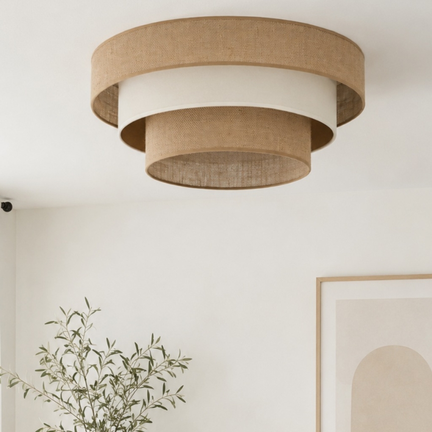 Kattovalaisin WENTA 1xE27/60W/230V, halkaisija 50 cm, juutti/beige