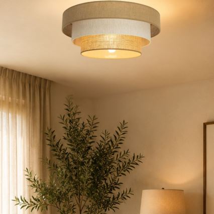 Kattovalaisin WENTA 1xE27/60W/230V, halkaisija 50 cm, juutti/kermanvärinen