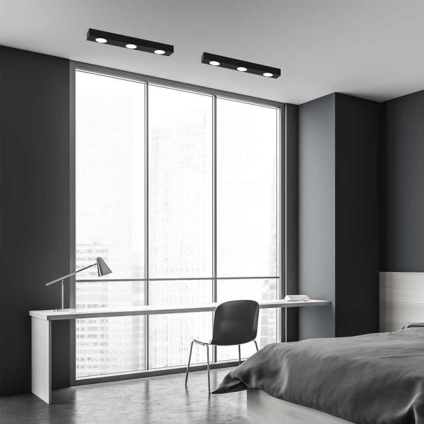 Kattovalo ALEXANDER 3xGX53/12W/230V musta