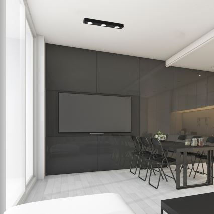 Kattovalo ALEXANDER 3xGX53/12W/230V musta