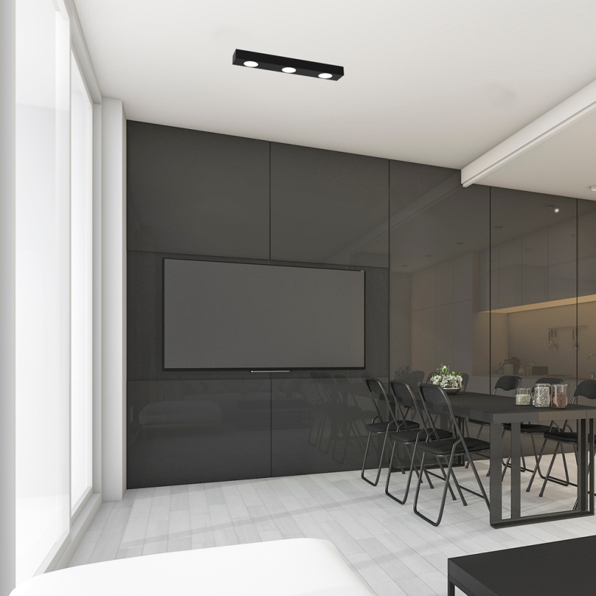 Kattovalo ALEXANDER 3xGX53/12W/230V musta