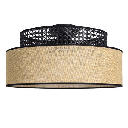 Kattovalo BOHO 1xE27/60W/230V halkaisija 40 cm musta/rottinki