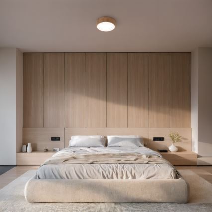 Kattovalo CLEO 5xE27/24W/230V halkaisija 57,5 cm tammi