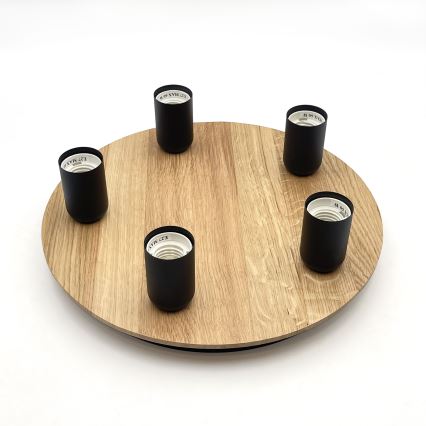 Kattovalo DUSTY 5xE27/15W/230V halkaisija 34 cm tammi/musta