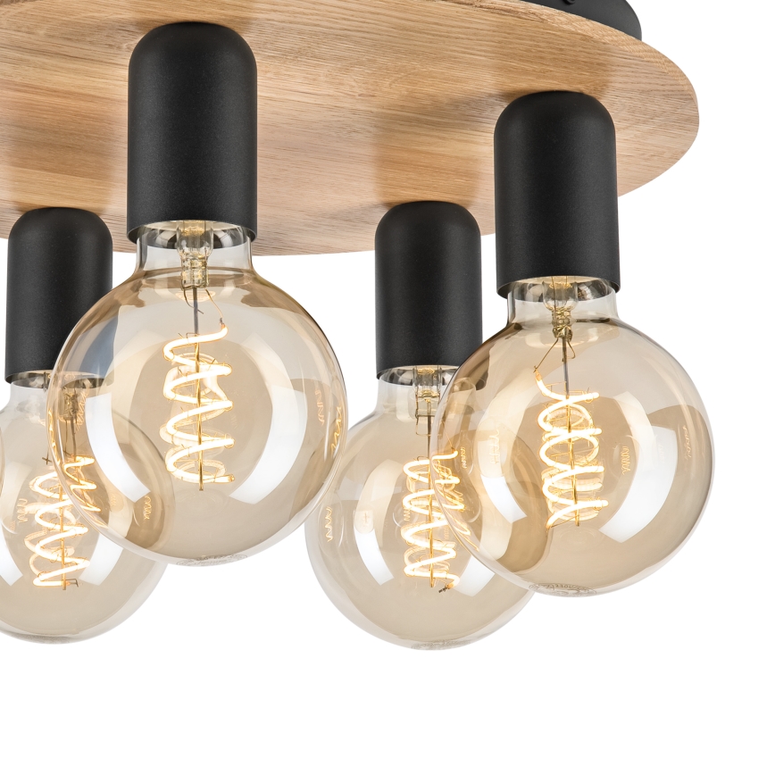 Kattovalo DUSTY 5xE27/15W/230V halkaisija 34 cm tammi/musta