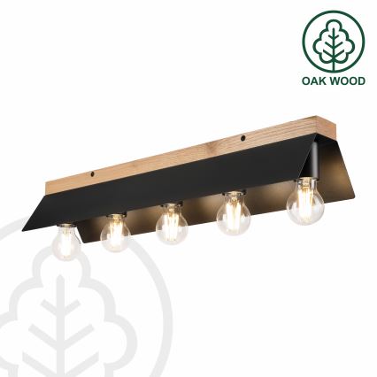 Kattovalo ESME 5xE27/15W/230V musta/tammi