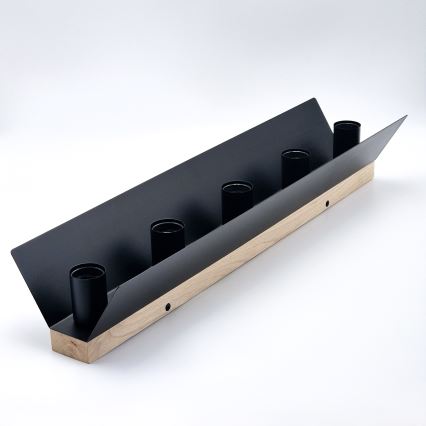 Kattovalo ESME 5xE27/15W/230V musta/tammi