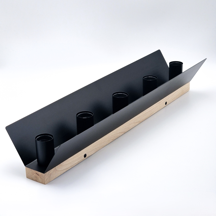 Kattovalo ESME 5xE27/15W/230V musta/tammi