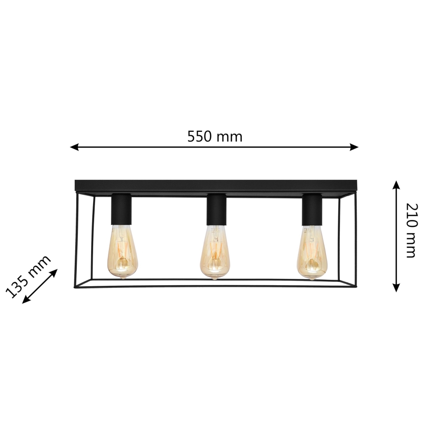 Kattovalo FINN 3xE27/15W/230V musta