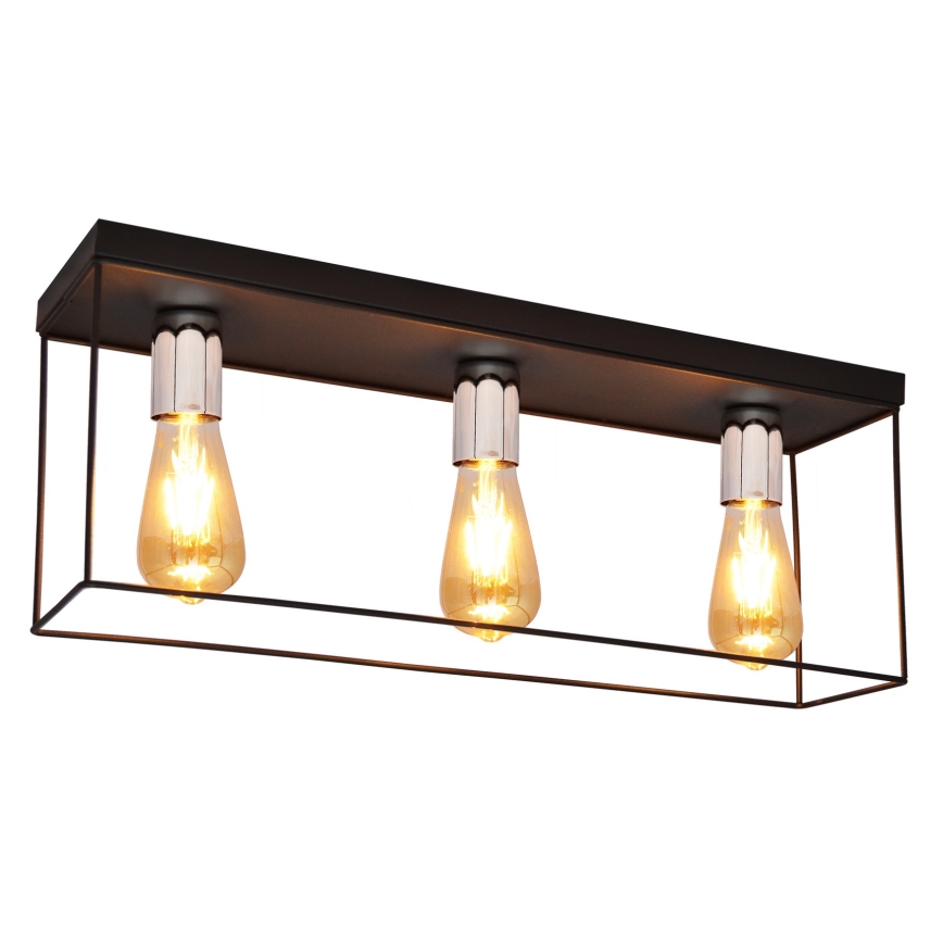 Kattovalo FINN 3xE27/15W/230V musta/kiiltävä kromi